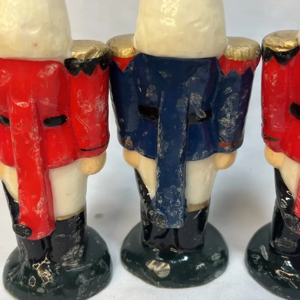 Vintage Nutcracker Soldiers Holiday Wax Candles Figurines 1990s Set of 3